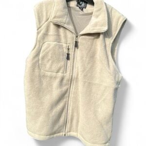 Vtg,NWOT,heavy Fleece zip up Vest men,unisex,Cream  sportsman,fisherman,L & XL